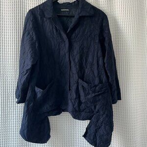 Roberiparra textured navy jacket with pockets Project Runway runner-up